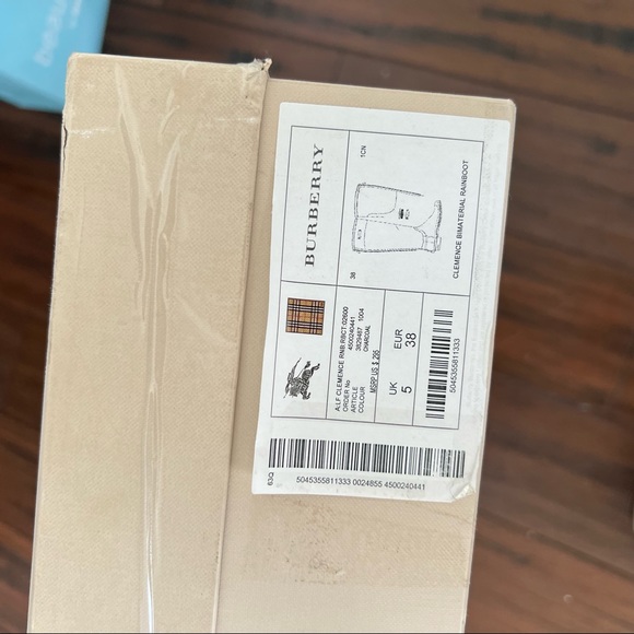 SOLD - Burberry Clemence Rain Boots Black & Grey 38 - Picture 4 of 15